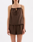 Cerie Poplin Top - Chocolate - Nude Lucy