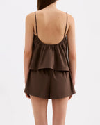 Cerie Poplin Top - Chocolate - Nude Lucy