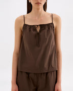 Cerie Poplin Top - Chocolate - Nude Lucy