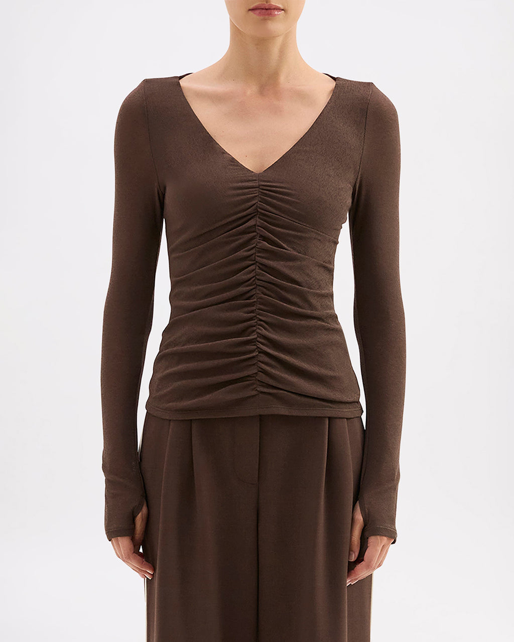 Gigi Mesh Top - Walnut - Nude Lucy