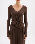 Gigi Mesh Top - Walnut - Nude Lucy