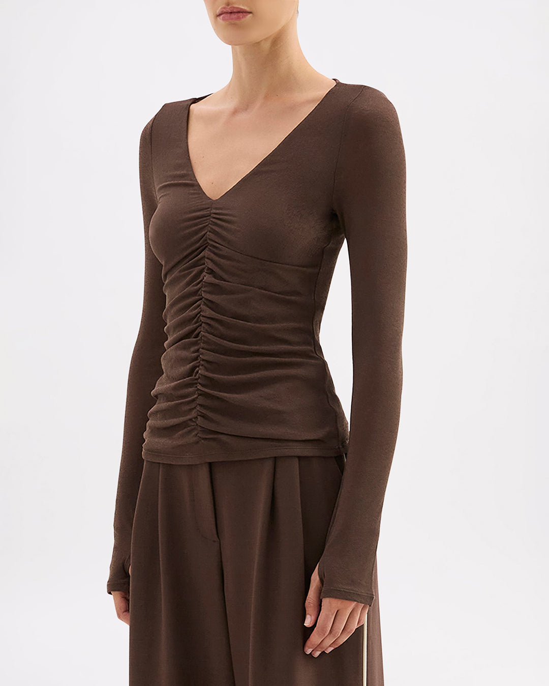 Gigi Mesh Top - Walnut - Nude Lucy