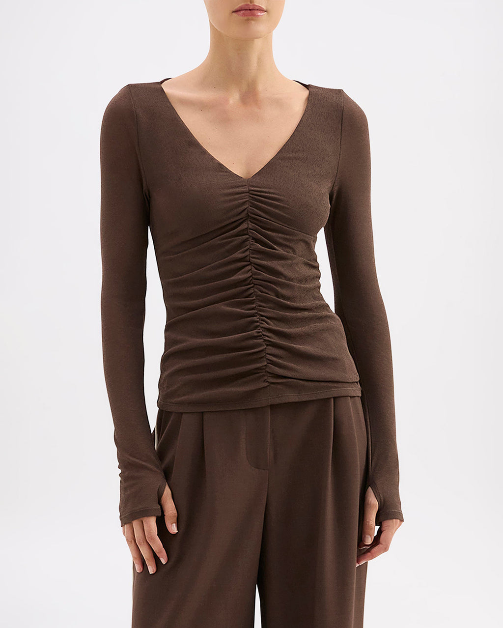 Gigi Mesh Top - Walnut - Nude Lucy
