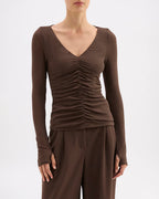 Gigi Mesh Top - Walnut - Nude Lucy