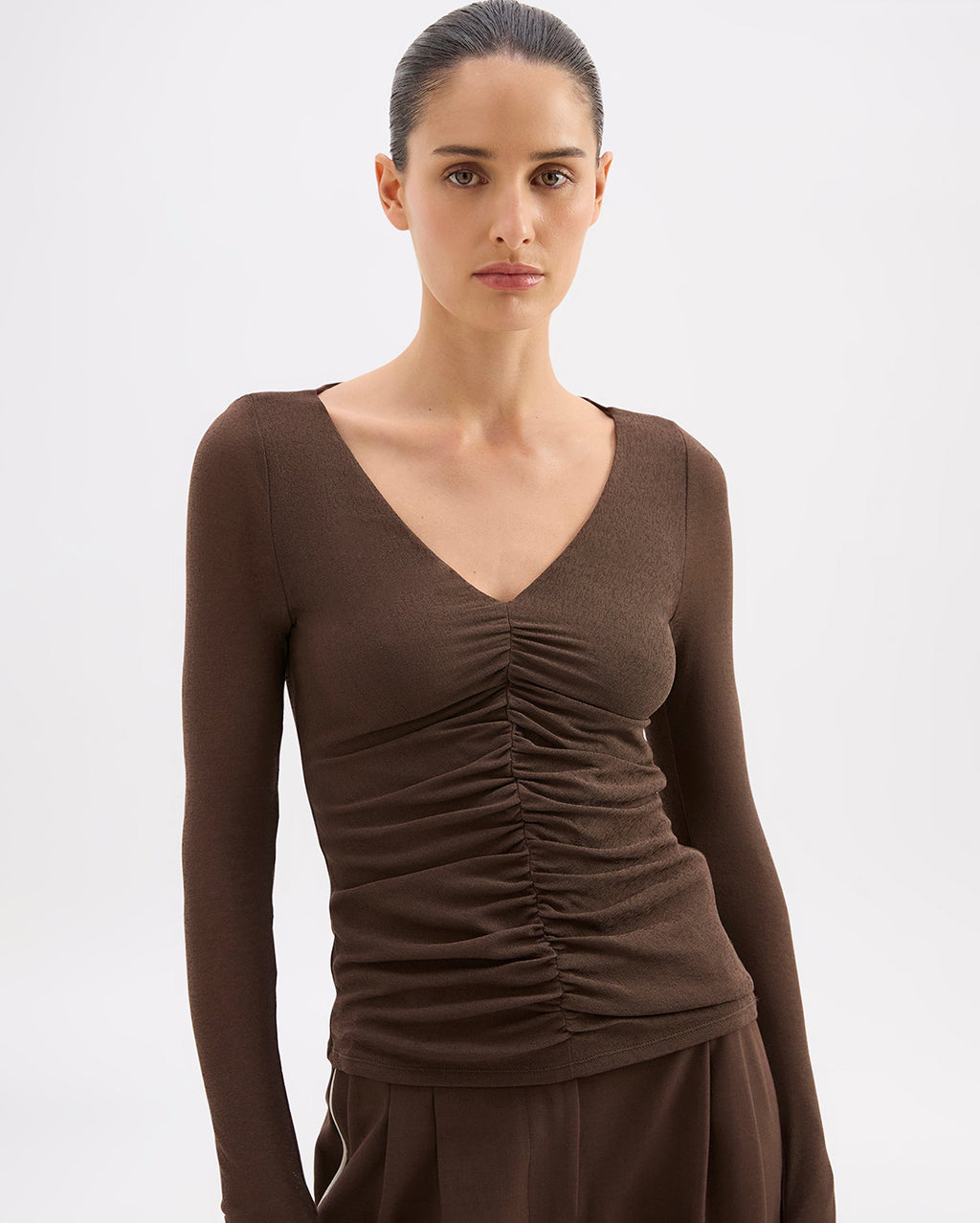 Gigi Mesh Top - Walnut - Nude Lucy