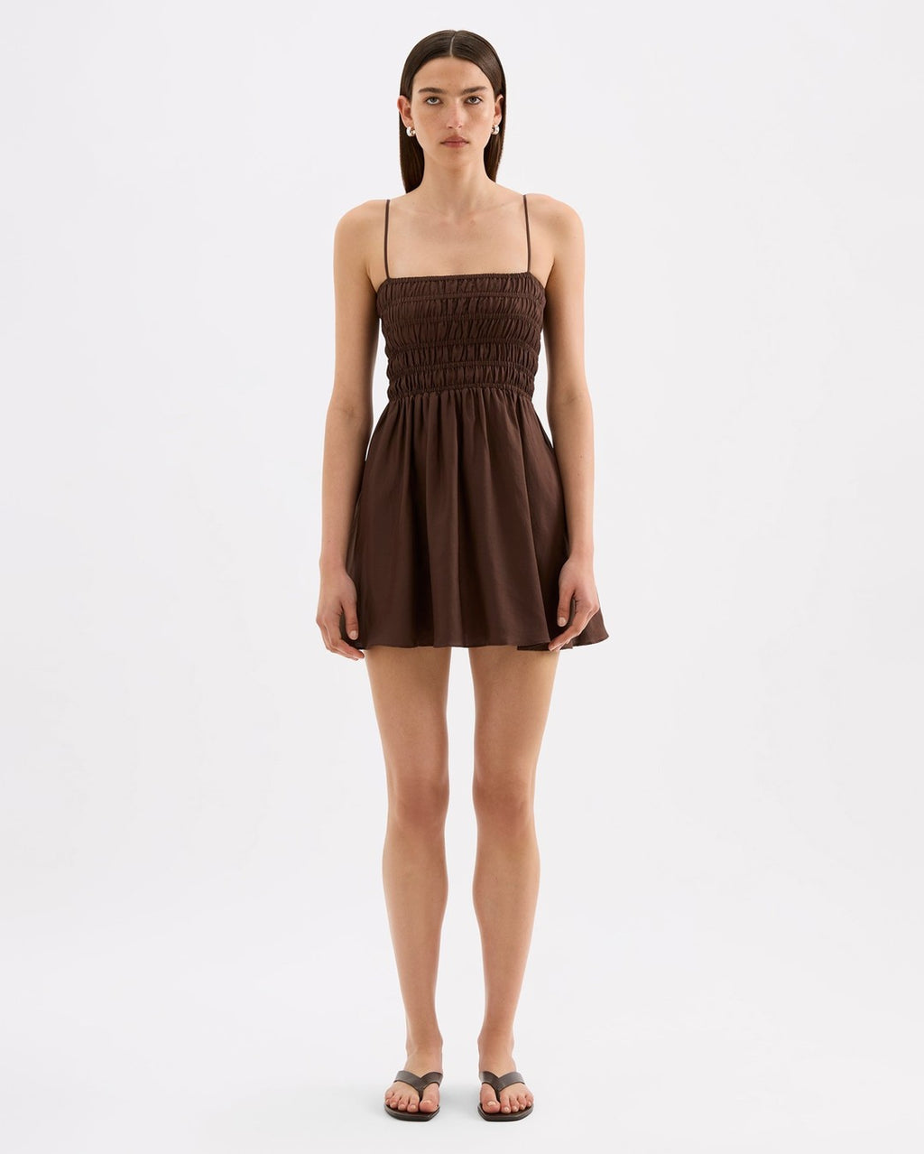 Jaslynn Tencel Mini Dress - Chocolate - Nude Lucy