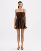 Jaslynn Tencel Mini Dress - Chocolate - Nude Lucy