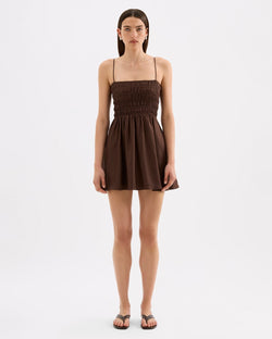 Jaslynn Tencel Mini Dress - Chocolate - Nude Lucy