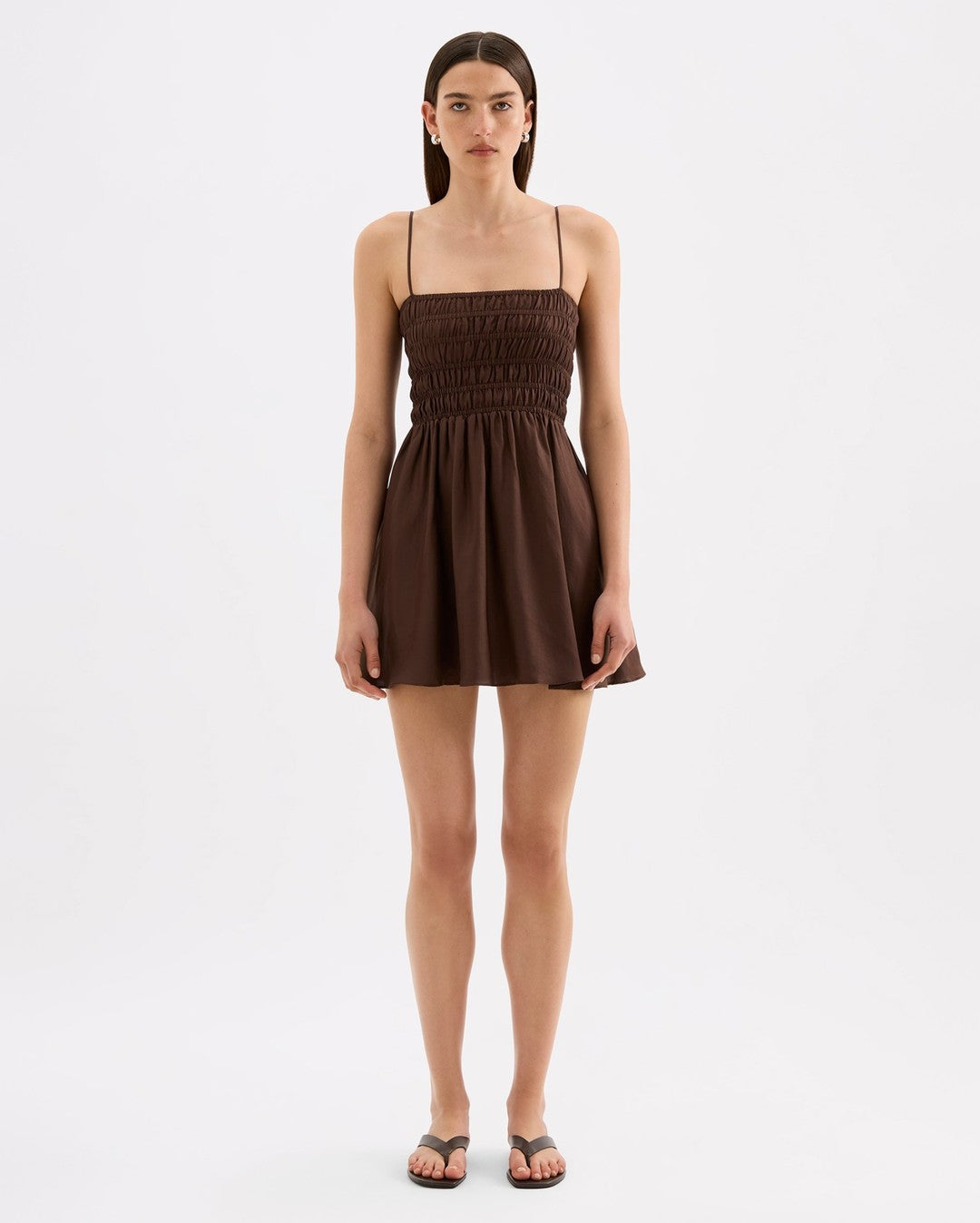 Jaslynn Tencel Mini Dress - Chocolate - Nude Lucy