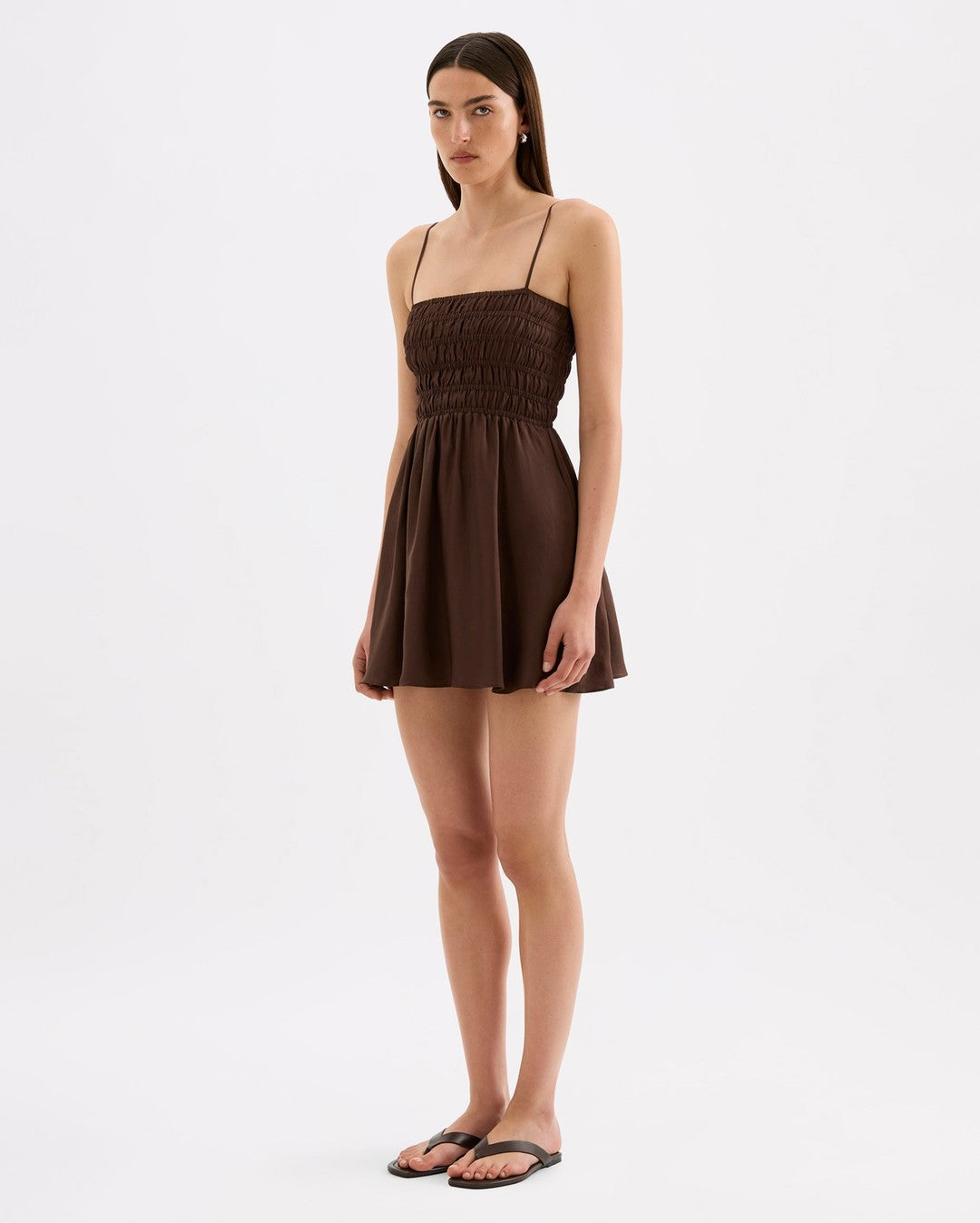 Jaslynn Tencel Mini Dress - Chocolate - Nude Lucy