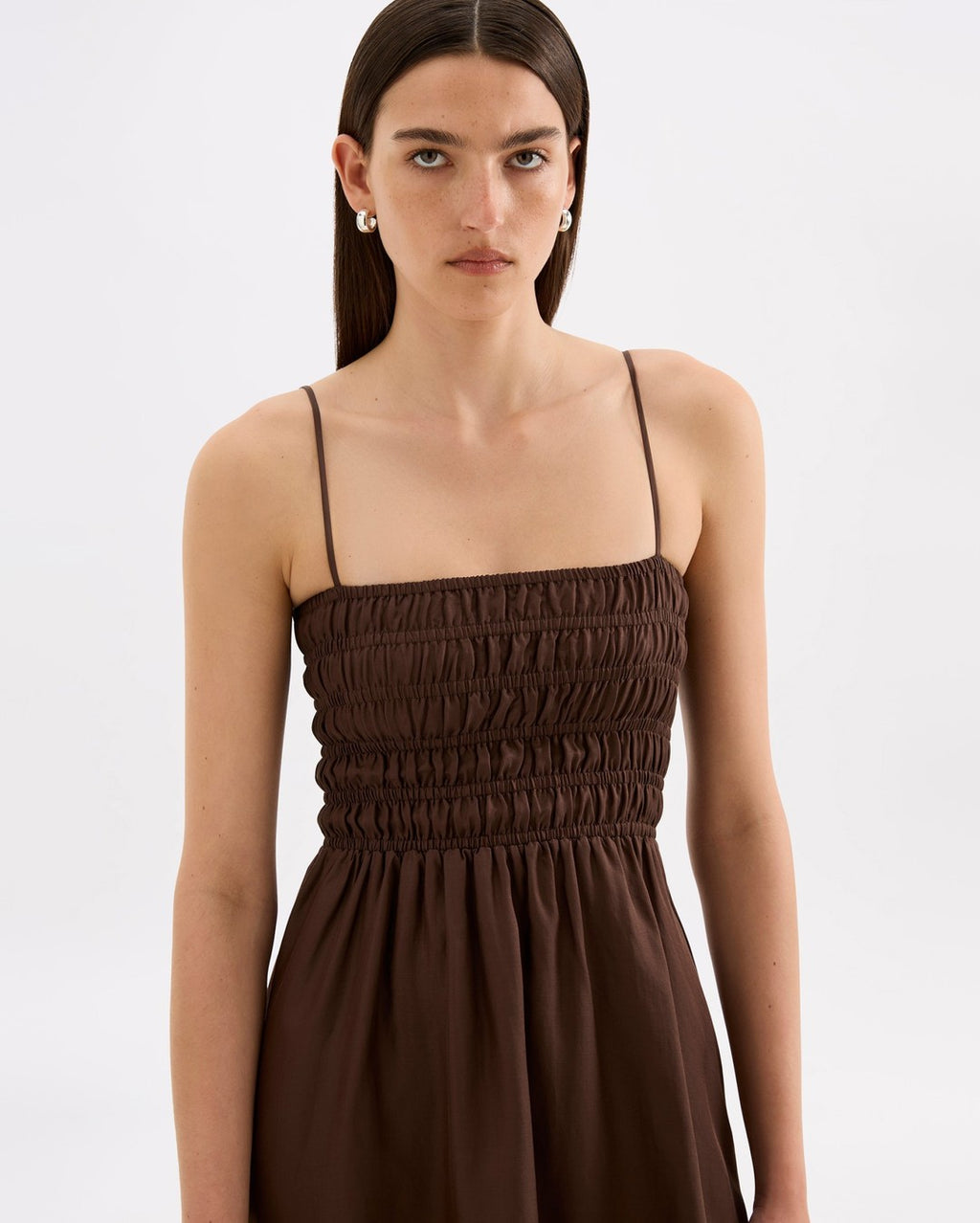 Jaslynn Tencel Mini Dress - Chocolate - Nude Lucy