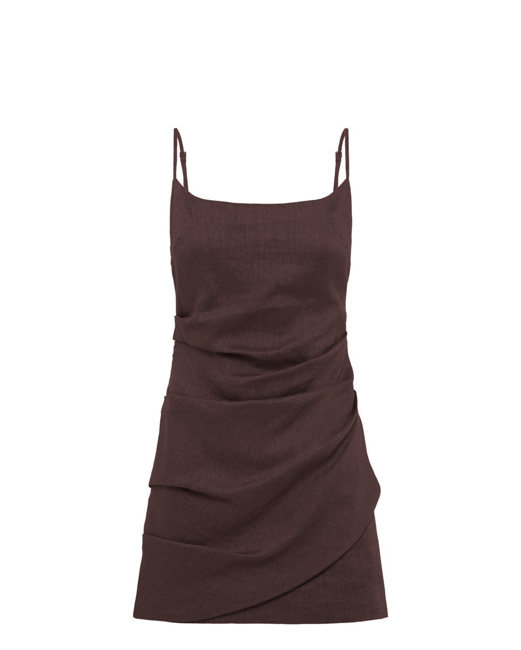 Rani Linen Mini Dress - Chocolate - Nude Lucy