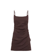 Rani Linen Mini Dress - Chocolate - Nude Lucy