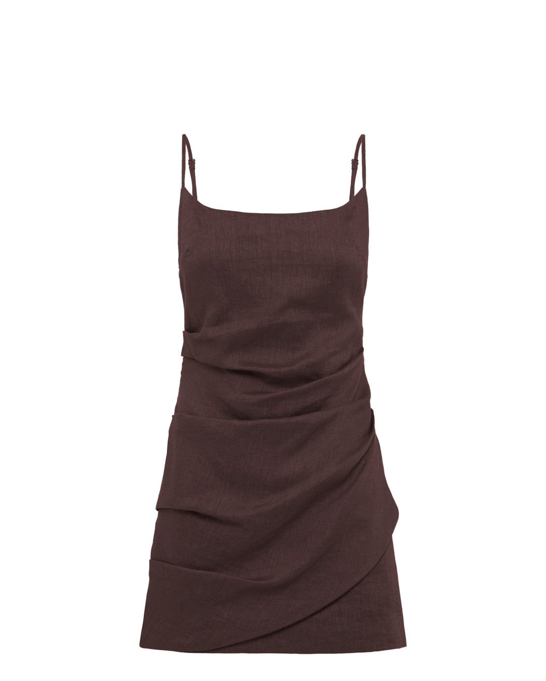 Rani Linen Mini Dress - Chocolate - Nude Lucy