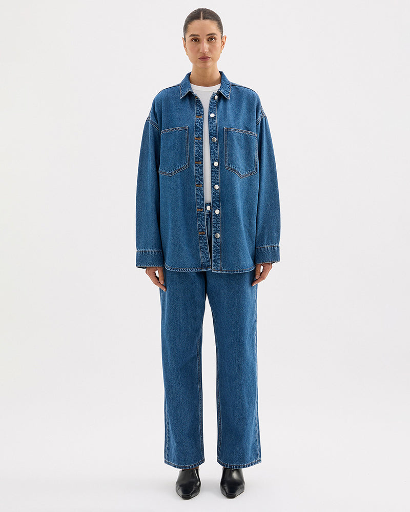 Organic Denim Overshirt - Royal Blue - Nude Lucy