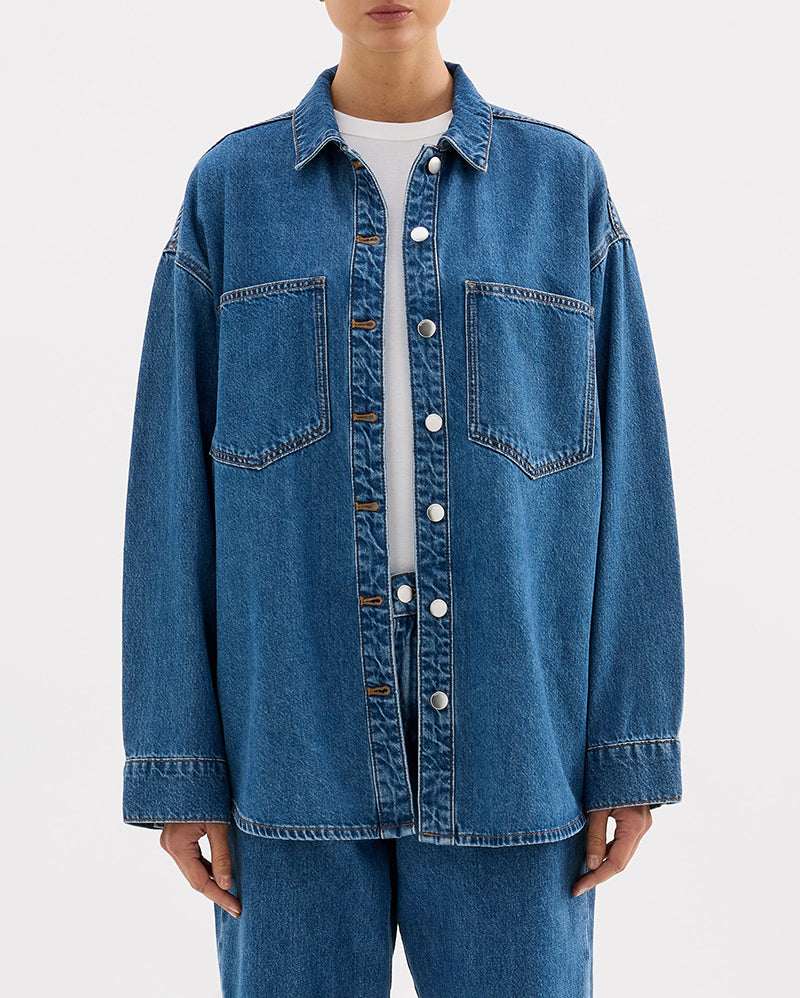 Organic Denim Overshirt - Royal Blue - Nude Lucy