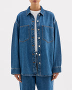 Organic Denim Overshirt - Royal Blue - Nude Lucy