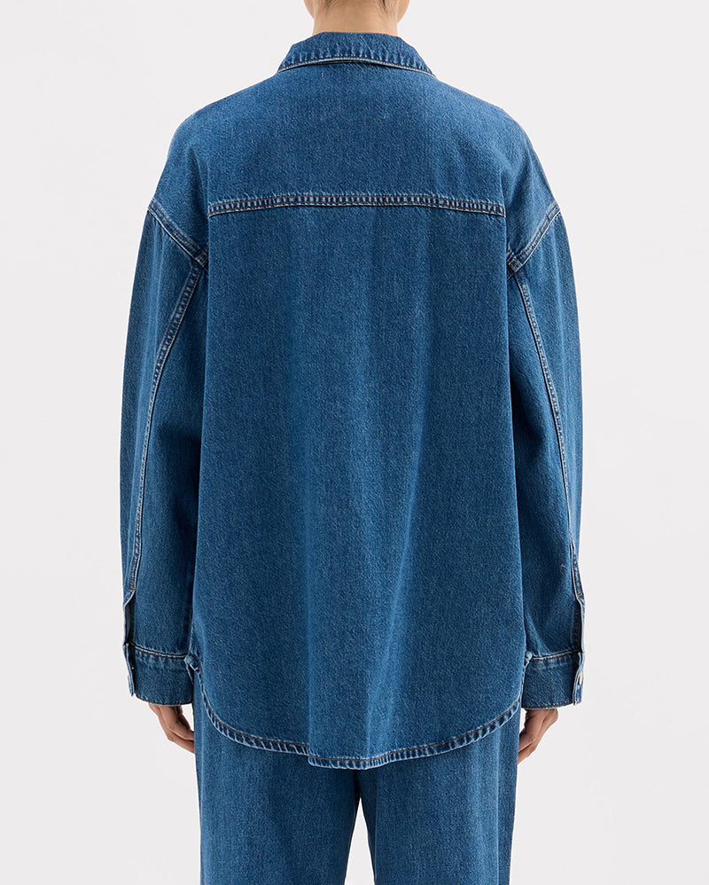 Organic Denim Overshirt - Royal Blue - Nude Lucy