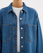 Organic Denim Overshirt - Royal Blue - Nude Lucy