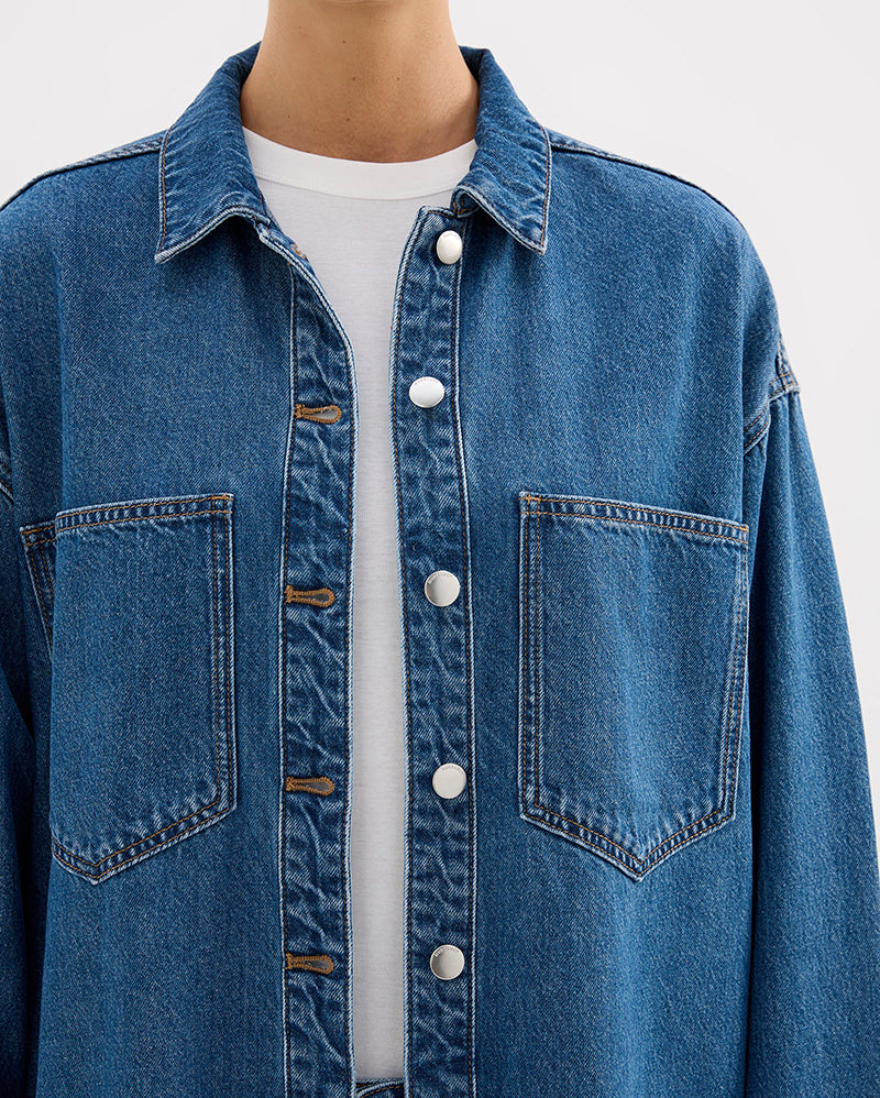 Organic Denim Overshirt - Royal Blue - Nude Lucy