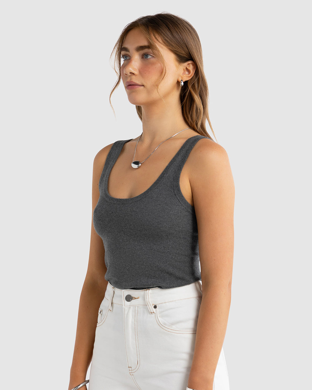Kingston Knit Tank - Charcoal Marle - ORTC