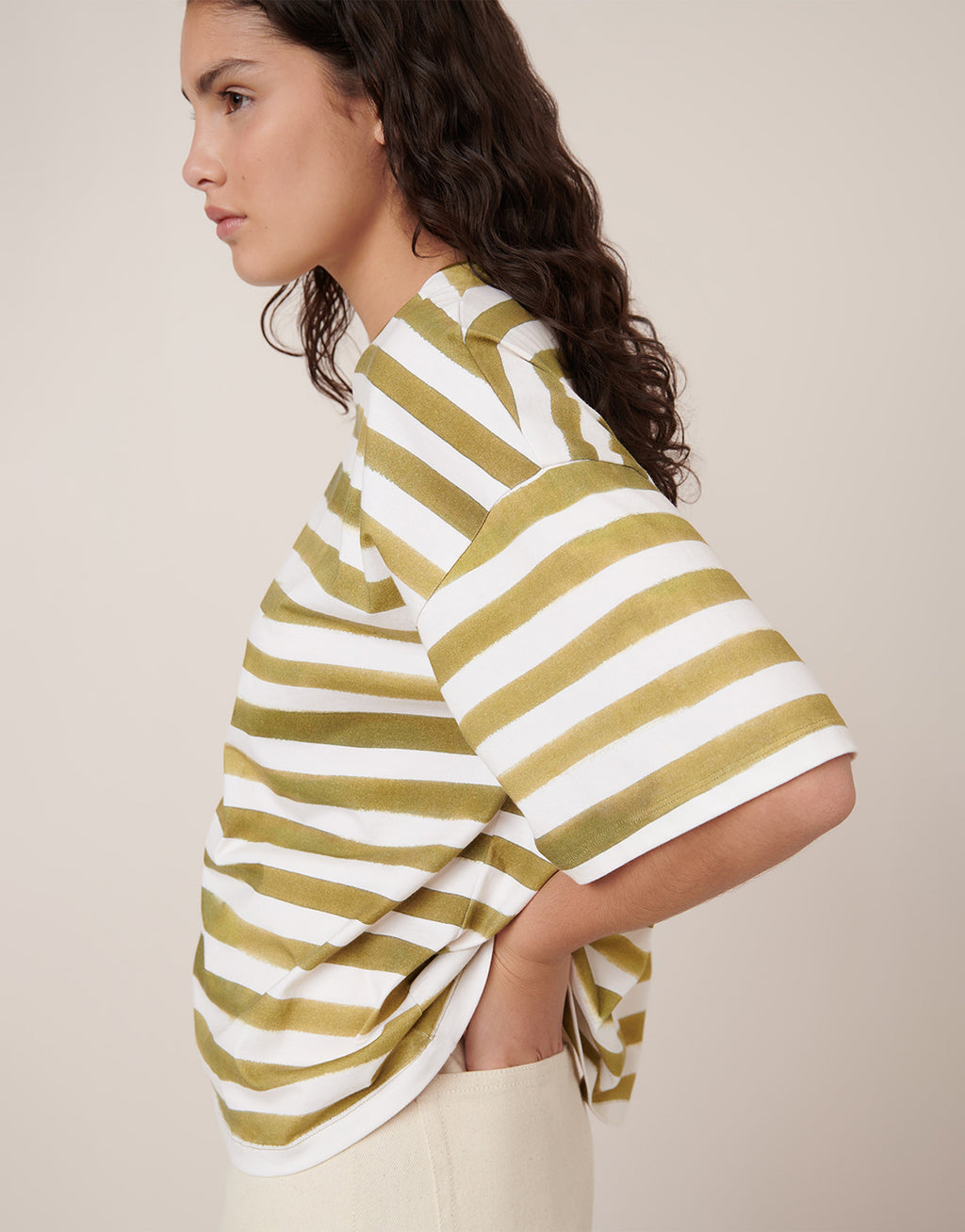 Oversized Boxy T-Shirt - Brushstroke Stripe