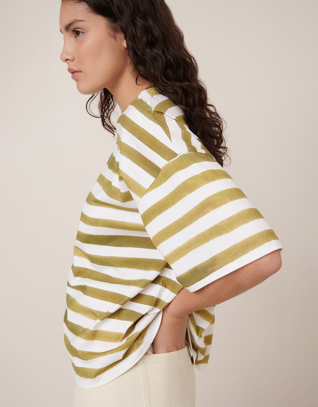 Oversized Boxy T-Shirt - Brushstroke Stripe