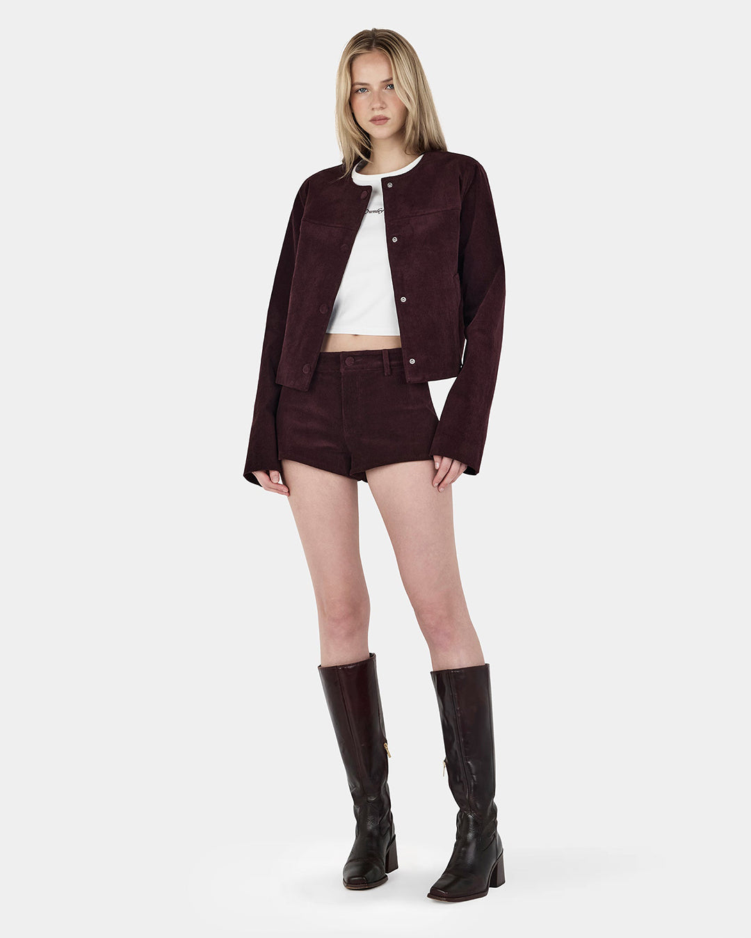 Cadence Cord Jacket - Cherry Choc - Ownley