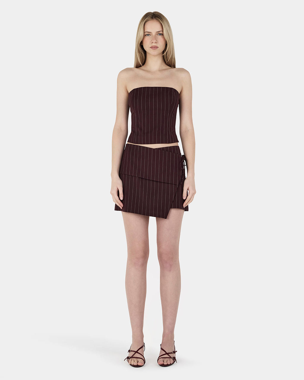 Ivy Wrap Skirt - Cherry Choc Stripe - Ownley