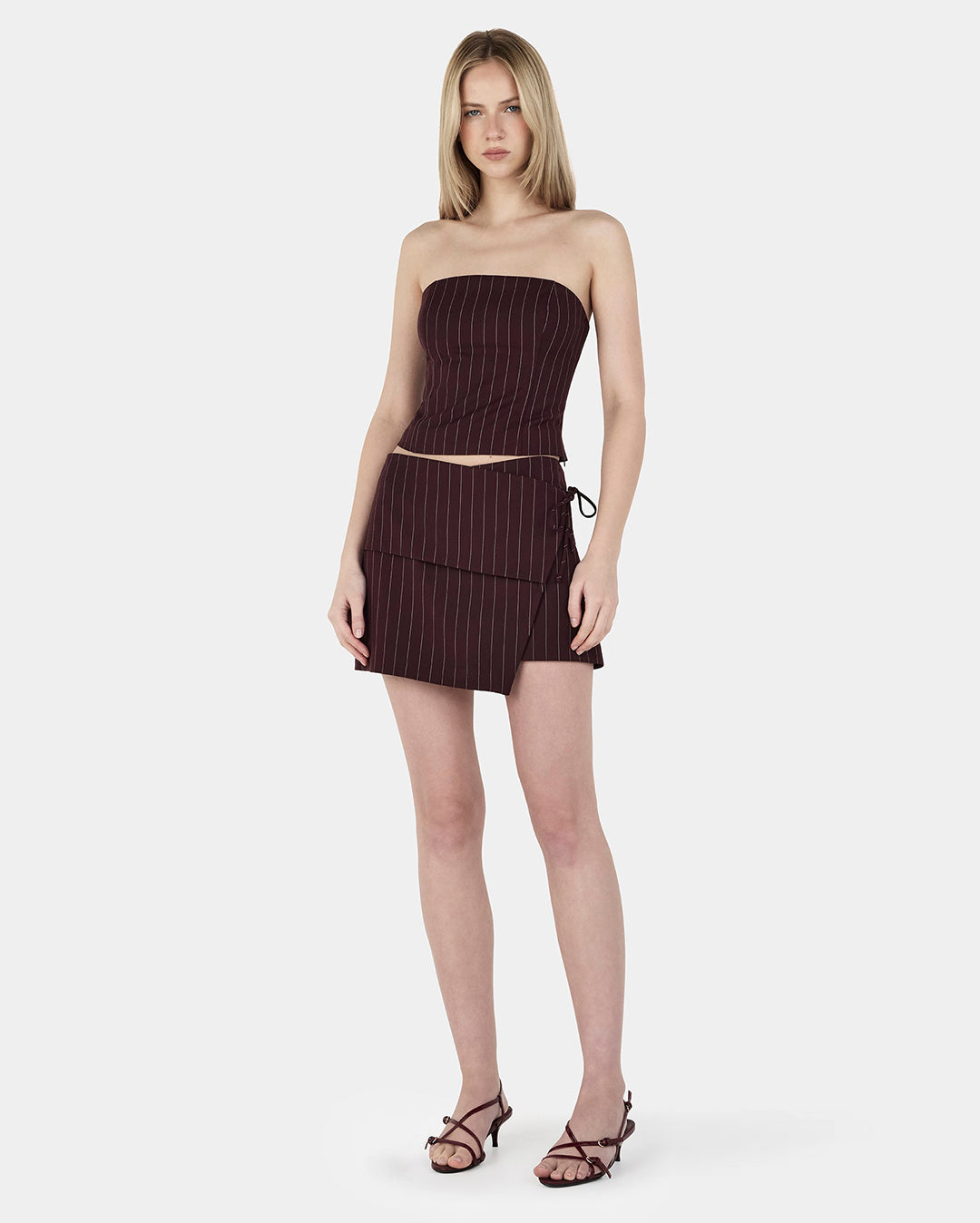 Ivy Wrap Skirt - Cherry Choc Stripe - Ownley