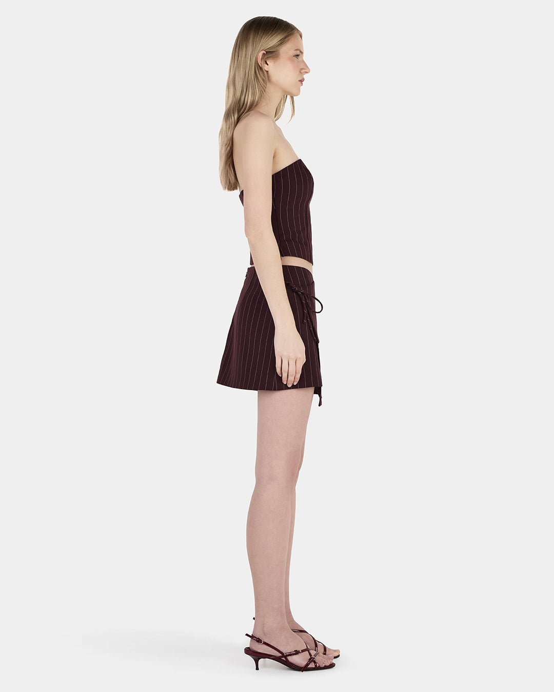 Ivy Wrap Skirt - Cherry Choc Stripe - Ownley