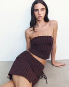 Ivy Wrap Skirt - Cherry Choc Stripe - Ownley