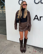 Sabine Mini Skirt - Chocolate - Ownley