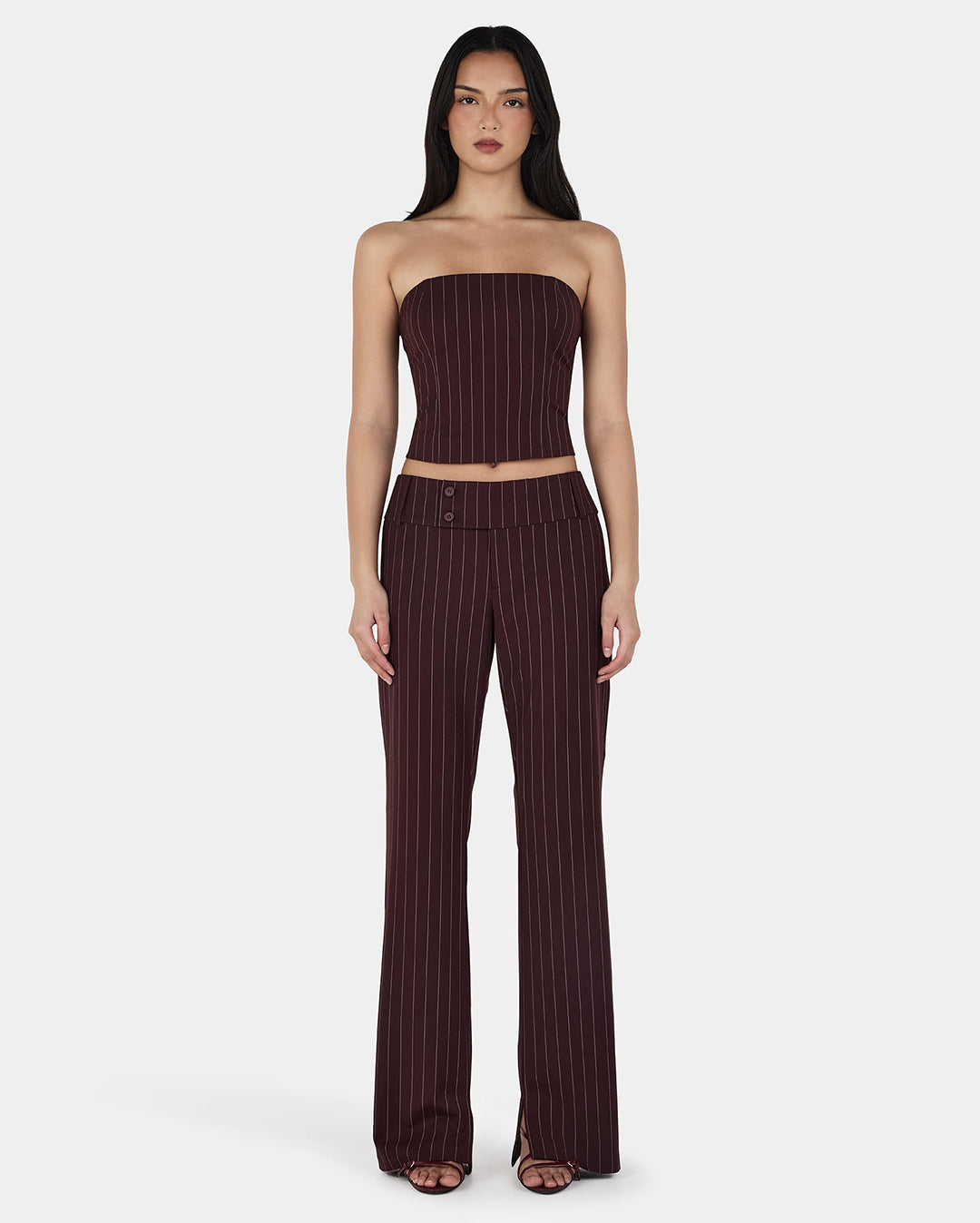 Yolanda Suit Pant - Cherry Choc Stripe - Ownley