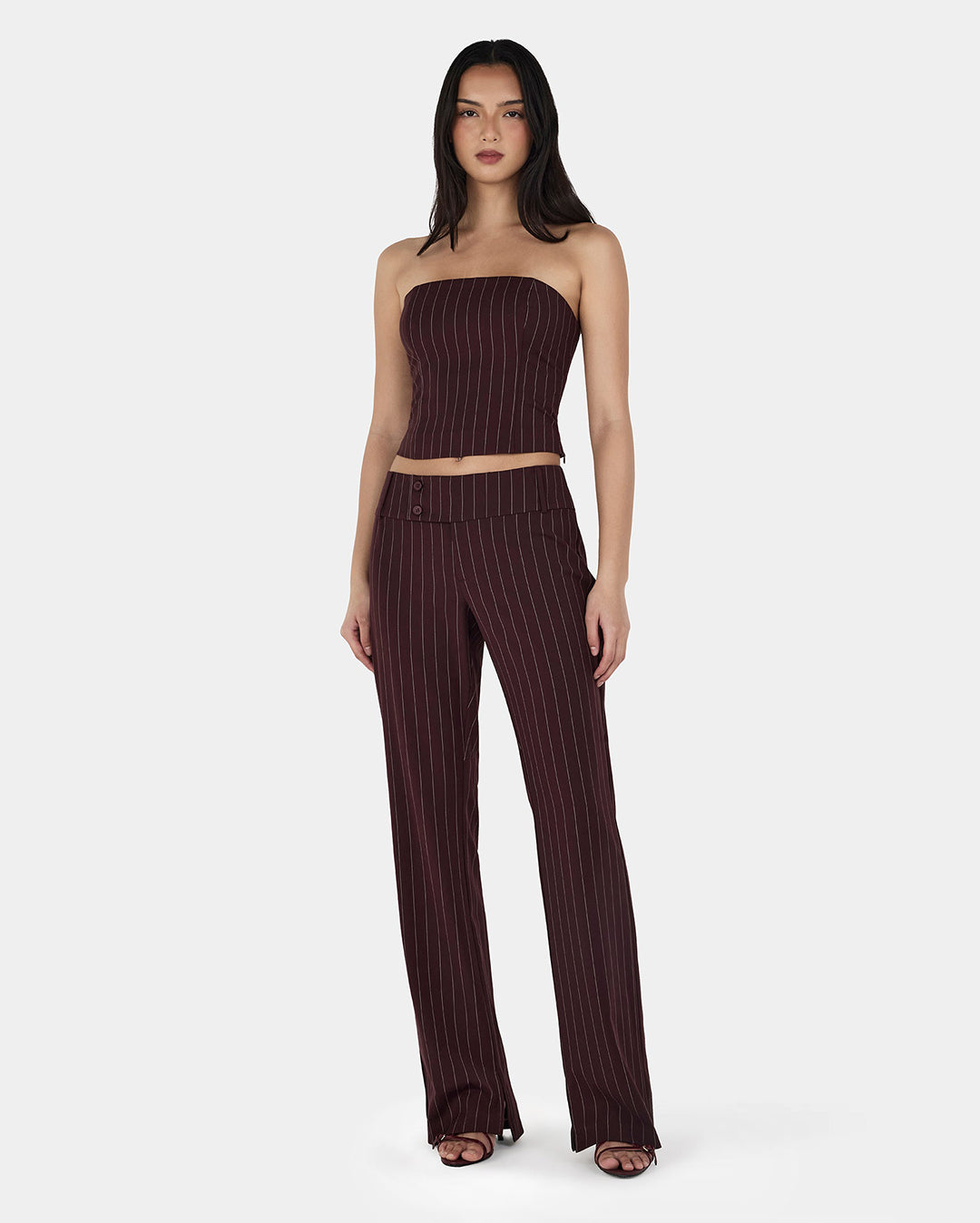 Yolanda Suit Pant - Cherry Choc Stripe - Ownley