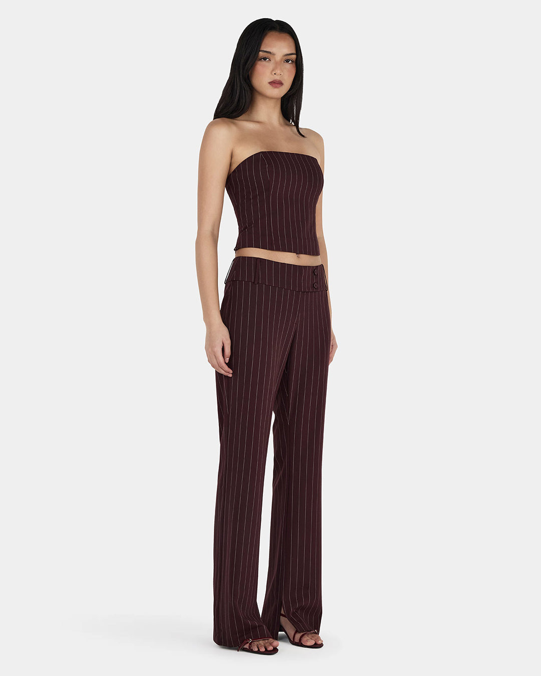 Yolanda Suit Pant - Cherry Choc Stripe - Ownley