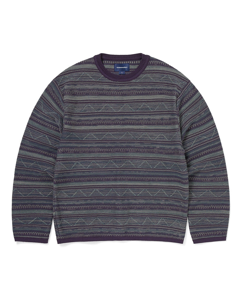Pattern Knit Crew - Dark Purple - thisisneverthat
