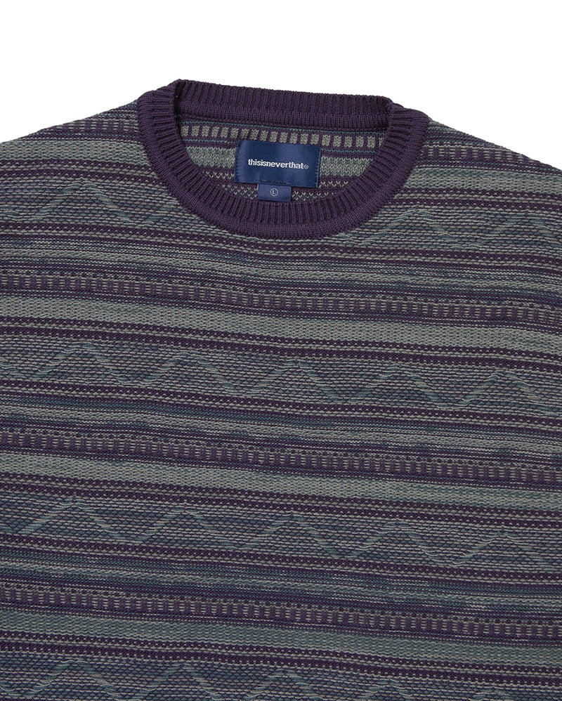 Pattern Knit Crew - Dark Purple - thisisneverthat