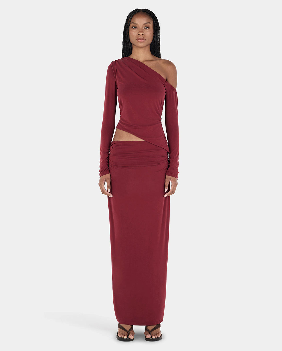 Pearla Long Sleeve Top - Burgundy - Ownley