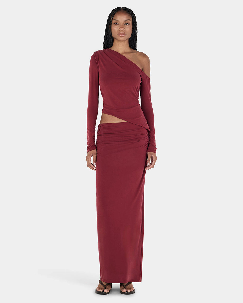 Pearla Long Sleeve Top - Burgundy - Ownley