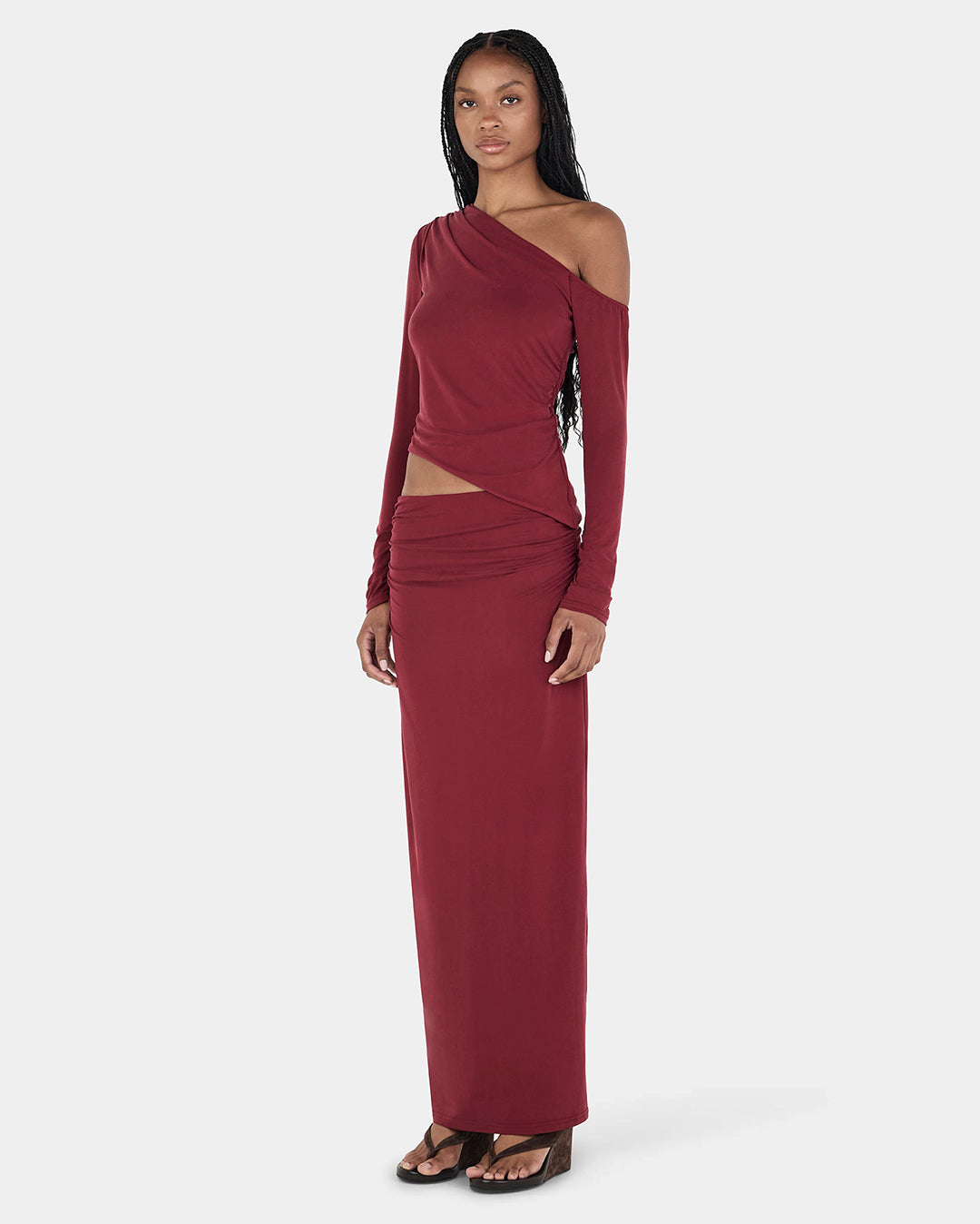 Pearla Long Sleeve Top - Burgundy - Ownley