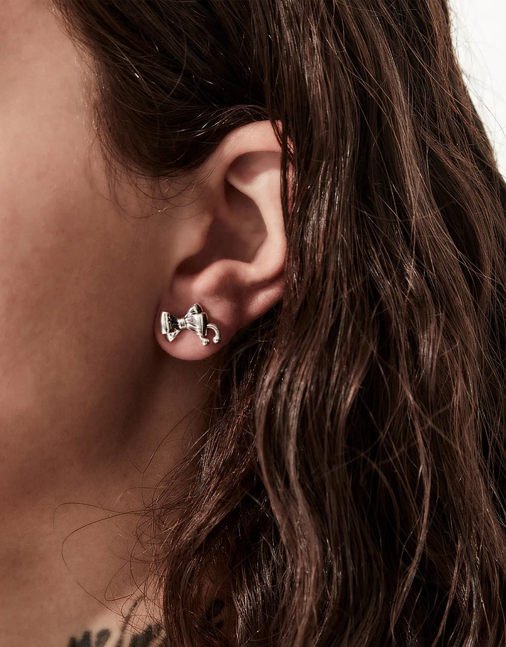 Pierced Bow Earrings - Silver by Stolen Girlfriends Club - view 3
