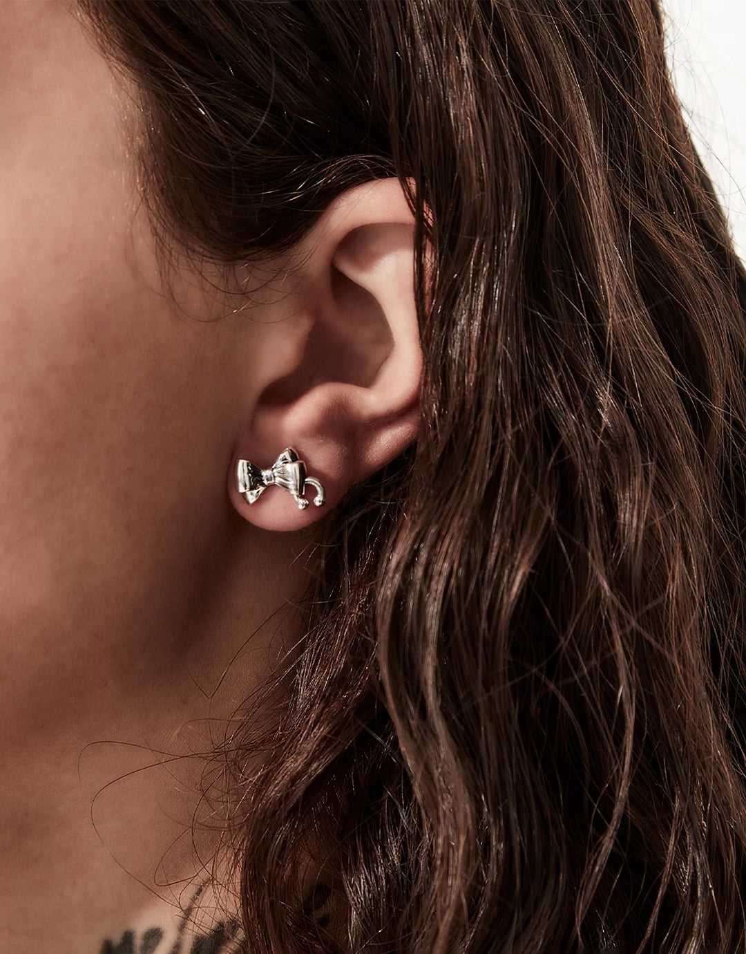 Pierced Bow Earrings - Silver by Stolen Girlfriends Club - view 3