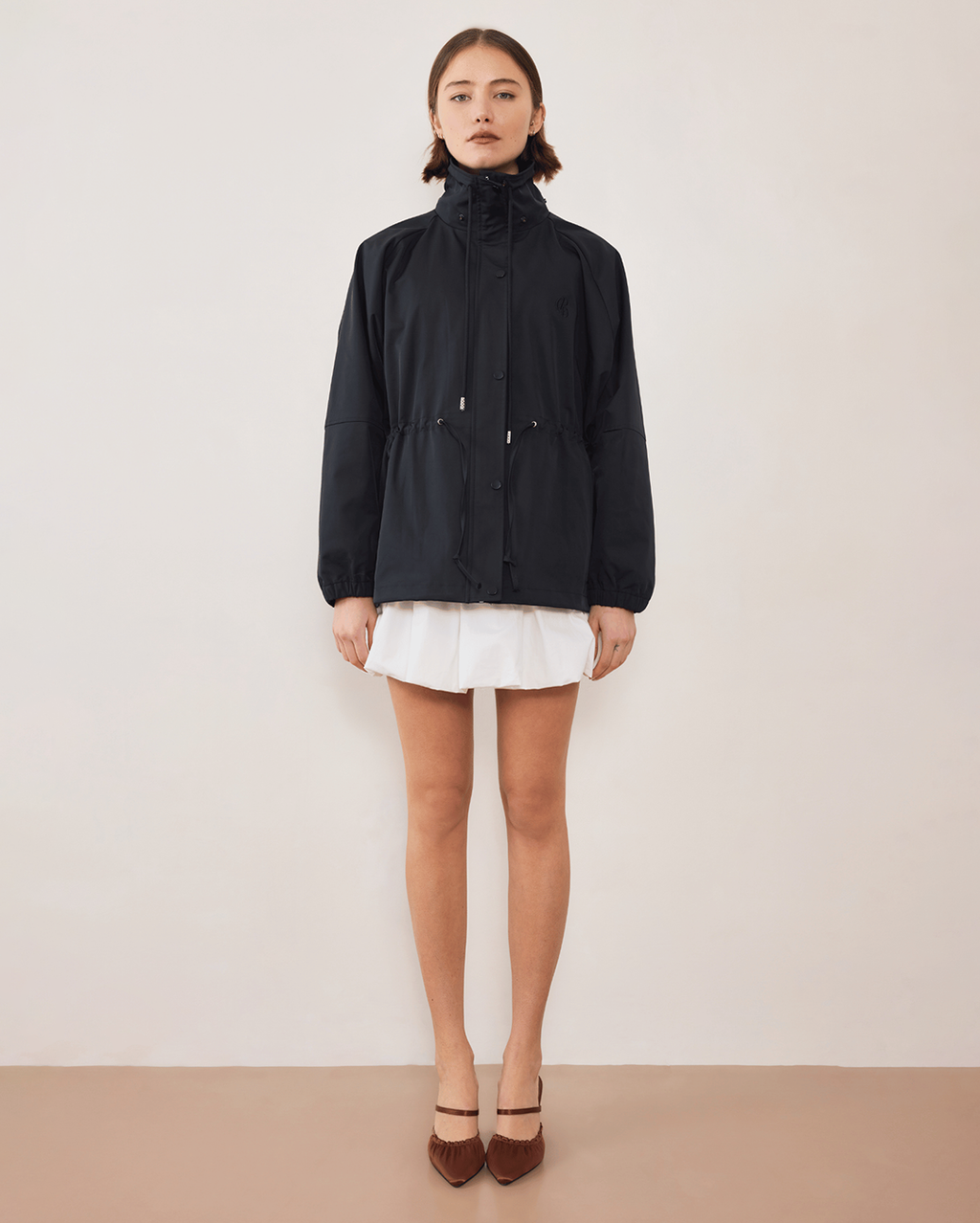 Pull In Nylon Windbreaker - Black - Commonplace Essentials