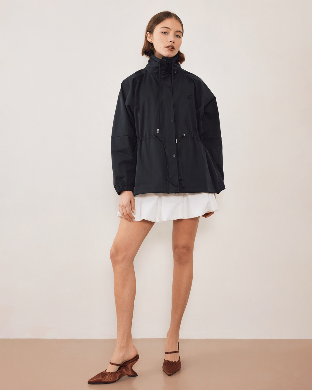 Pull In Nylon Windbreaker - Black - Commonplace Essentials