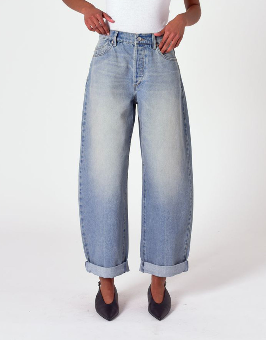 Gigi Turn Up Barrel Denim Jeans - Palace Vintage