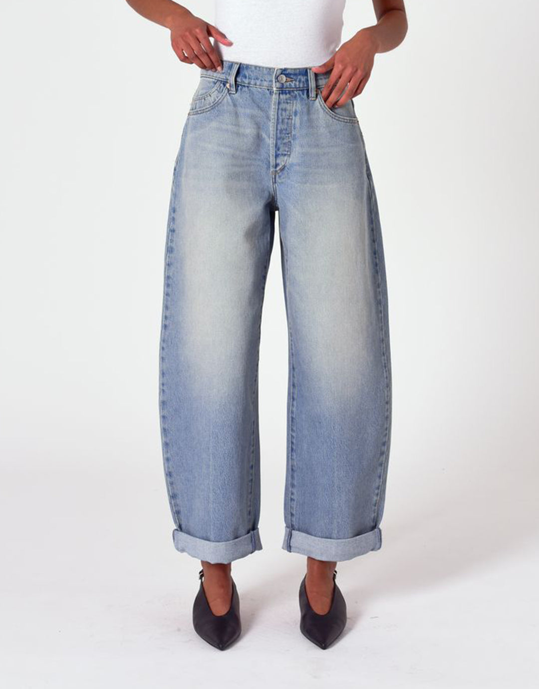 Gigi Turn Up Barrel Denim Jeans - Palace Vintage