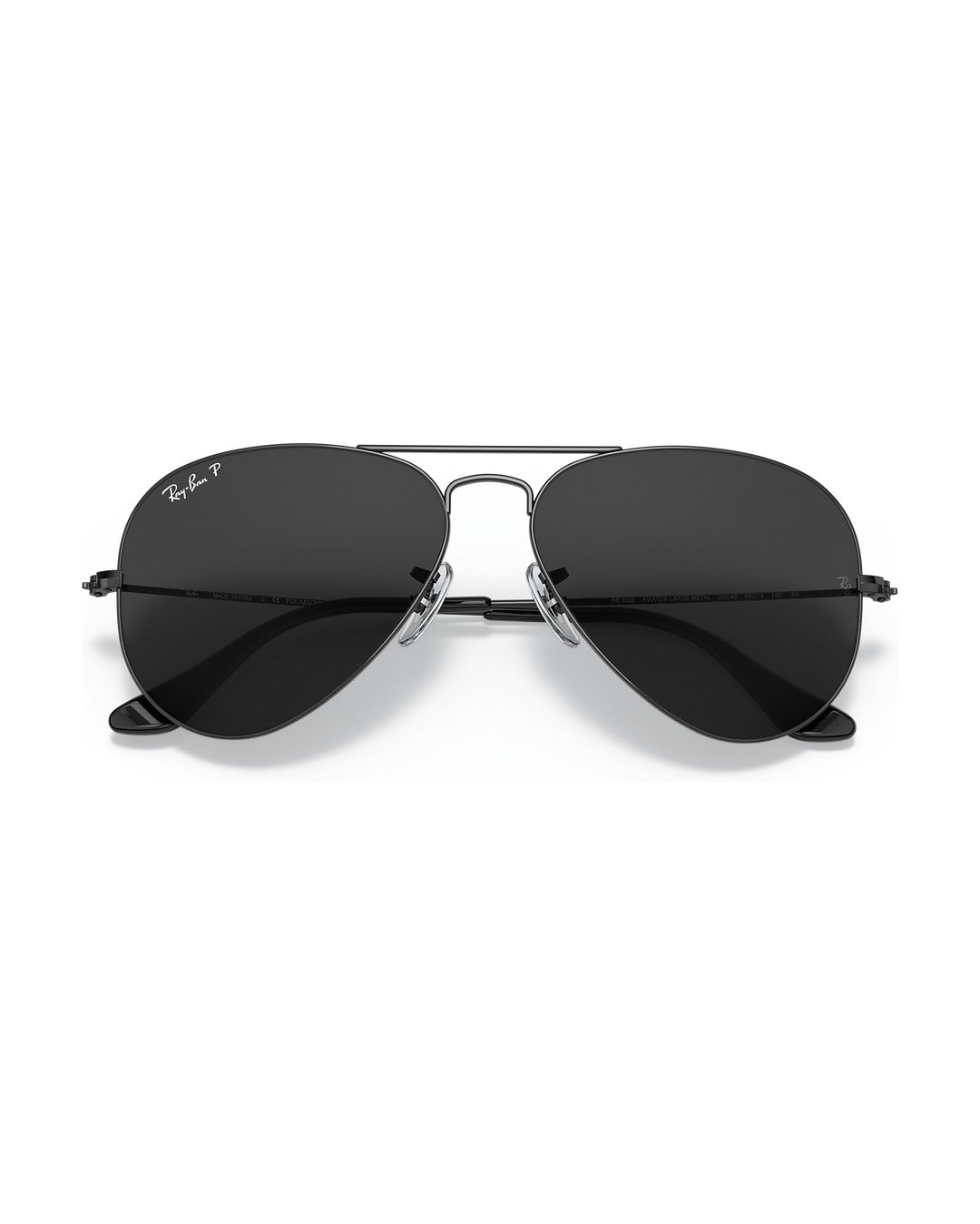 Aviator Large Metal Sunglasses - Black/Black Polarised - Ray-Ban