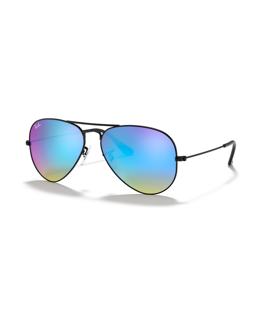 Aviator Large Metal Sunglasses - Black/Brown Gradient Mirror Blue - Ray-Ban