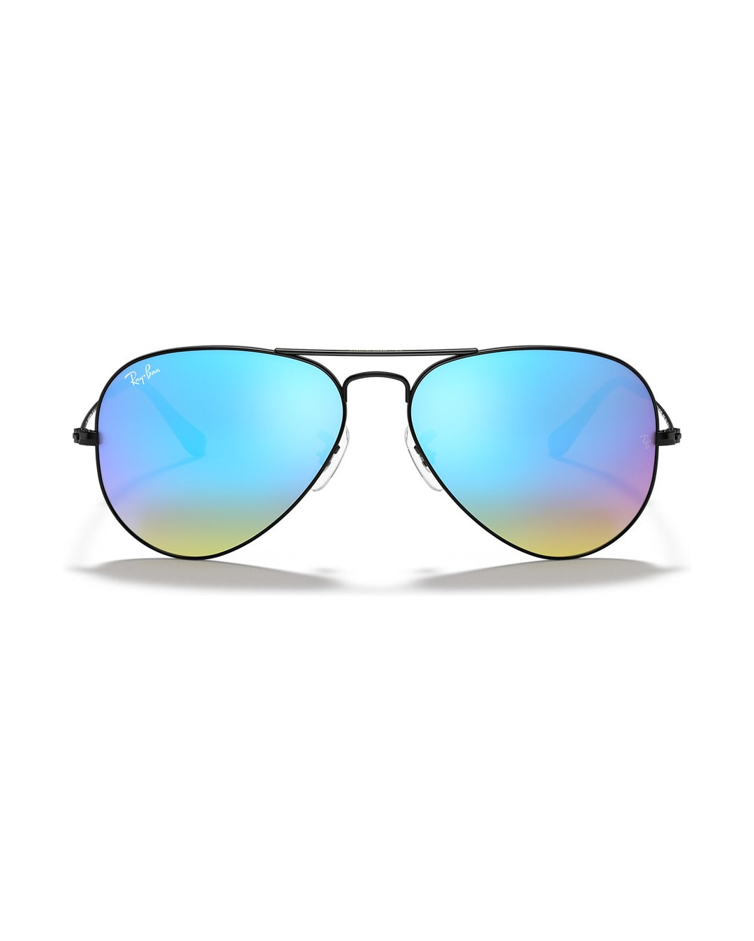 Aviator Large Metal Sunglasses - Black/Brown Gradient Mirror Blue - Ray-Ban